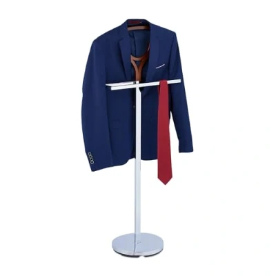 Image of Relaxdays Valet Stand, for Shirts &amp; Pants, No Wrinkles, MDF Steel, Clothes Hanger, HWD: 120 x 45 28 cm, Silver/Brown