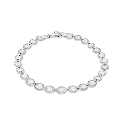 Image of Tuscany Silver Women&#039;s Sterling Rhodium Plated Patterned Ovals Bracelet of length 19 cm/7.5 Inch