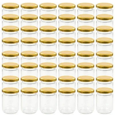 Image of vidaXL Glass Jam Jars with Gold Lid 48 pcs 230 ml