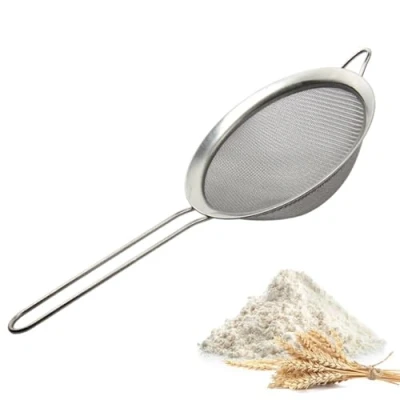Image of Stainless Steel Sieve Tea Strainer, 14cm Diameter Fine Mesh Kitchen with Long Handle,Fine Strainers for Flour, Rice, Juice Egg, Tea, Coffee Flour Filter