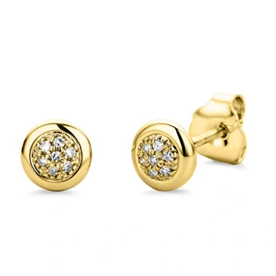 Image of Orovi Solid Gold Earrings for Women Studs in 9ct 375 Yellow with natural diamonds pierced ears butterfly earring backs