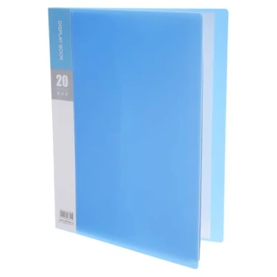 Image of M&amp;G 20 Pocket Binder with PP Plastic Sleeves A4(Blue), Art Portfolio Folder Clear Sheet Protectors, Display 40 Pages for Organizing Documents, 310x235x16mm