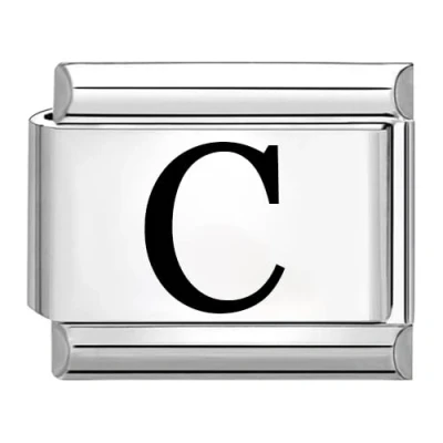Image of Quiges 9mm Italian Style Charm Link Module Stainless Steel Laser Alphabet Letter C for Bracelets