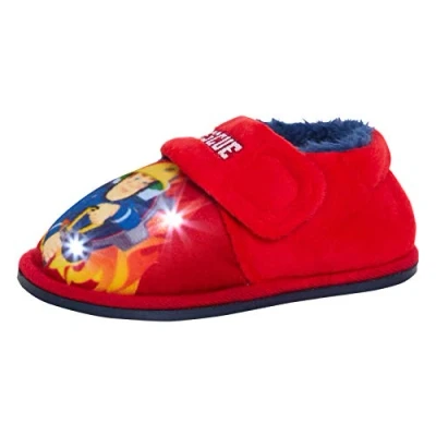 Image of Fireman Sam Boys Slippers Light Up Shoes Red 5 UK Child