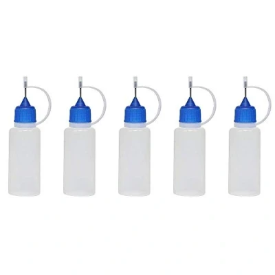 Image of 5 x 10ml Needle Tip Bottle Squeezable Liquid Dropper E (Blue)