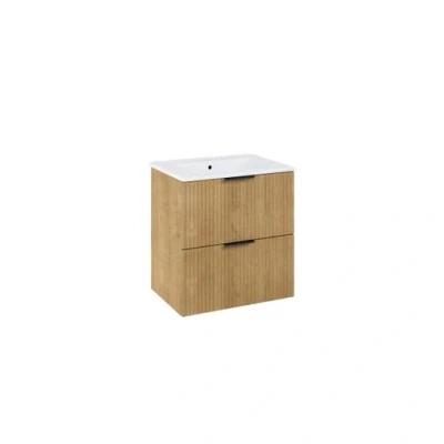 Image of Iflo Soleto 2 Drawers Wall Hung Basin Unit 800mm (W) X 452mm (D) 635mm (H) Hamilton Oak
