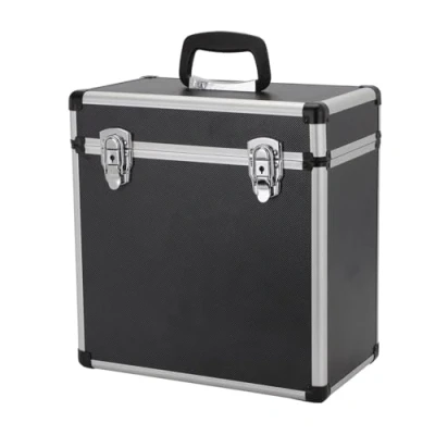 Image of CROWNSHOP LP Storage Case 12&quot; Record Box Vinyl Aluminum Portable Lockable DJ Flight Carry Holds 100pcs Albums (Black 12 inches 50pcs)