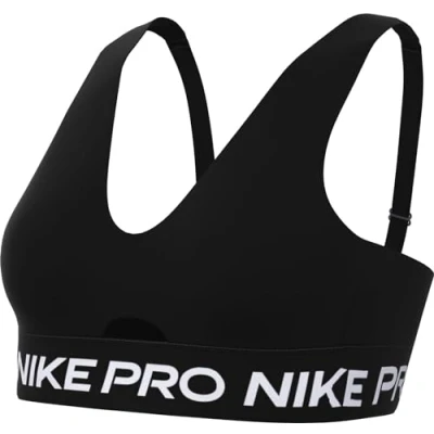 Image of NIKE Women&#039;s Damen Pro Indy Plunge Bra Sw Sports, Black/White, S