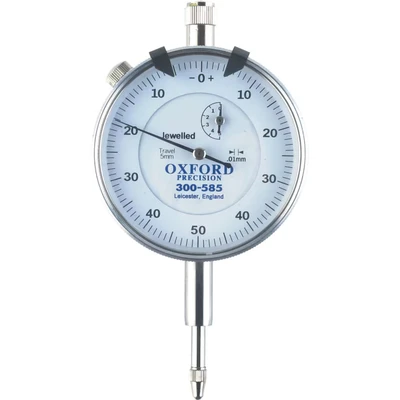 Image of Oxford Plunger Dial Gauge 10mm x 0.01mm 0 100 Jewelled