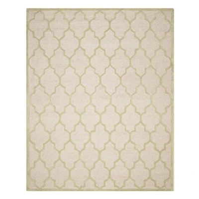 Image of SAFAVIEH Trellis Rug for Living Room, Dining Bedroom Cambridge Collection, Short Pile, in Ivory and Light Green, 76 X 244 cm
