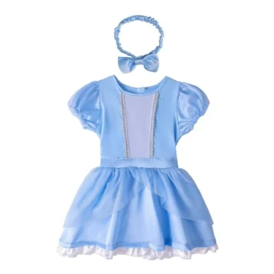 Image of Lito Angels Baby Infant Girls Princess Cinderella Costume Bodysuit Romper Onesie Fancy Dress Up with Headband Age 9 12 Months