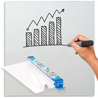 Image of Magic Whiteboard Sheets Stick on Wall A0 Static &amp; Portable White Board Large for Walls, Doors, Windows, Fridges, Glass Easy Clean, Dry Erase School, Office Kitchen