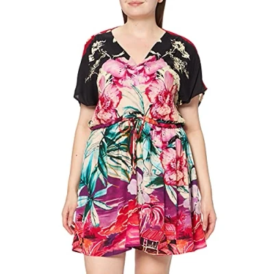 Image of Desigual Kalawao Oriental Floral Kimono Dress Day or Night 42 Multicoloured