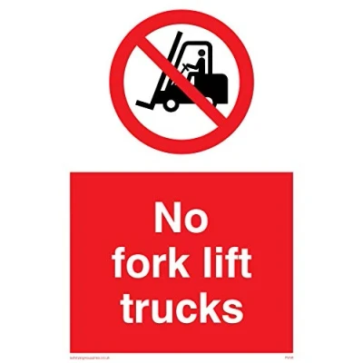 Image of Viking Signs PV58 A6P V &quot;No Fork Lift Trucks&quot; Sign, Vinyl, 150 mm H x 100 W