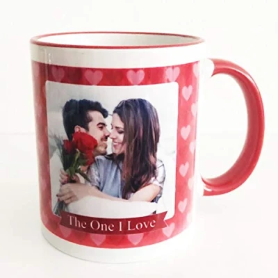 Image of Valentines Mug Cup Personalised with Photo and Special Message Gift Present for Him Her Girlfriend Wife Husband Boyfriend Fiance Fiancee One I Love
