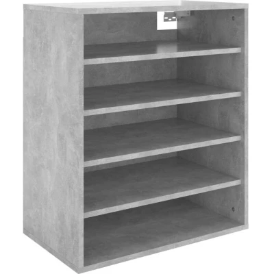 Image of vidaXL Shoe Cabinet Engineered Wood Rack, Concrete Grey with 5 Shelves &amp; 2 Doors for Bedroom or Hallway, Wall Ground Installation