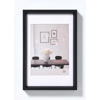 Image of walther Design Picture Frame Black 40 x 60 cm with PassepArtout, Steel Style Plastic ES460B