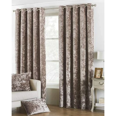 Image of Riva Paoletti Verona Ringtop Eyelet Curtains (Pair), 117cm x 137cm, Oyster Beige