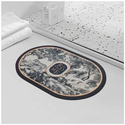 Image of ROOMTONE Bath Mat, 50 x 80 cm, Absorbent and Non Slip, Quick Dry Bathroom Floor Mat for Shower Bathtub, Jungle