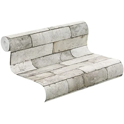 Image of Rasch Wallpaper Faux Slate 3D Effect 475036 Grey Wall Paper