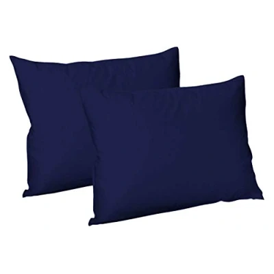 Image of S&amp;S Bedding Pair Of Housewife Pillowcases, 50cm x 75cm approx, Navy Blue + FREE U.K. DELIVERY