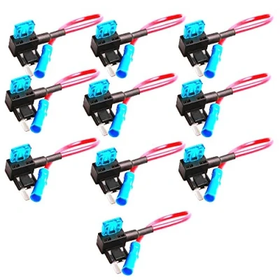 Image of Mintice 10 X Car Vehicle 12V 24V ATM APM Add A Circuit Fuse Tap Piggy Back Mini Style Blade Holder 15A