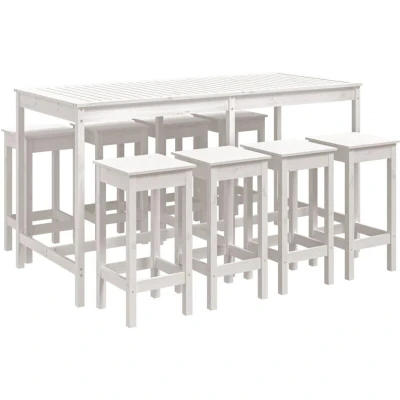 Image of vidaXL 9 Piece Garden Bar Set White Solid Wood Pine