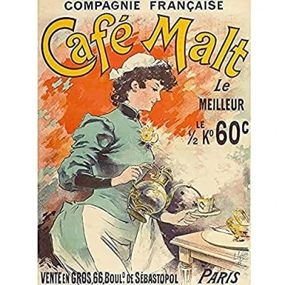 Image of Lefevre Malt Coffee Cafe Paris French Vintage Advert Unframed Wall Art Print Poster Home Decor Premium
