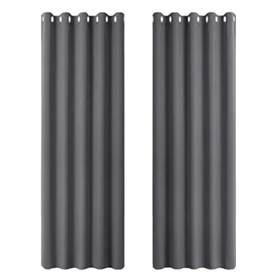 Image of PONY DANCE Thermal Blackout Curtains 90 Inch Drop Window for Living Room Eyelet Extra Long &amp; Drapes Grey Lounge Darkening, 2 Panels, W66 X L90, Gray