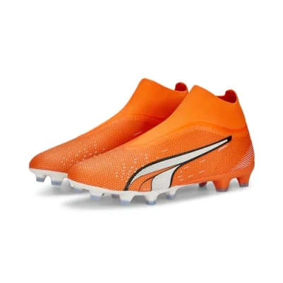 Image of PUMA Men&#039;s Match+ LL FG/AG Soccer Shoe, Ultra Orange White Blue Glimmer, 9 UK