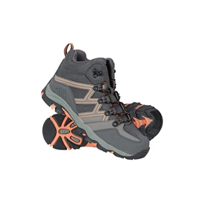 Image of Mountain Warehouse Oscar Kids Walking Boots Suede Footwear with Sturdy Grip, Padded Ankles &amp; Strong Outsole for Autumn Winter Travelling, Hiking, Camping Dark Grey Shoe Size 1
