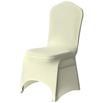 Image of Trimming Shop Spandex Ivory Chair Cover Stretch Fabric Removable Washable Protective Slipcovers for Weddings Banquets Ceremony Hotel Dining Parties Décor, 1pc