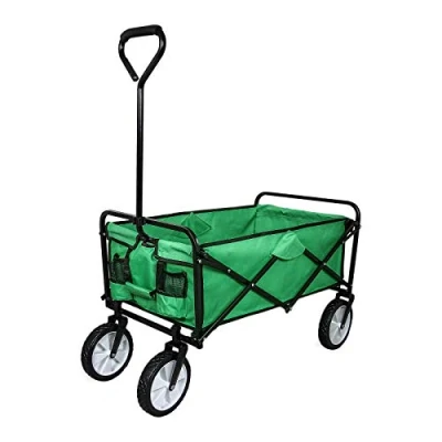 Image of Heavy Duty Foldable Garden Trolley Folding Cart Wagon Truck Wheelbarrow Collapsible Beach Pull Along Festival Utility Camping