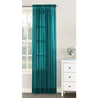 Image of NetCurtainsUK Single Plain Voile Net Curtain Sheer Panels Slot Top Heading (Teal, 140cm (55&#039;&#039;) Wide x 229cm (90&#039;&#039;) Drop) (HMPVP01)