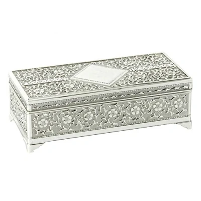 Image of Sophia JTB100 Silver Plated Trinket Box in Antique Style With Feet