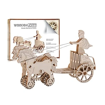 Image of WOODEN.CITY 3D Puzzles Roman Chariot Wooden for Adults, Decorative Model Kits Adults Difficulty Level 3/5, Assembly Time 2 Hours, Made in EU