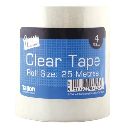 Image of Just stationery 25mm Clear Tape (Roll of 4) 6024