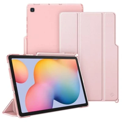 Image of FINTIE SlimShell Case for Samsung Galaxy Tab S6 Lite 10.4 Inch 2024/2022/ 2020, Lightweight Stand Translucent Frosted Back Cover with S Pen Holder, Auto Wake/Sleep, Rose Gold