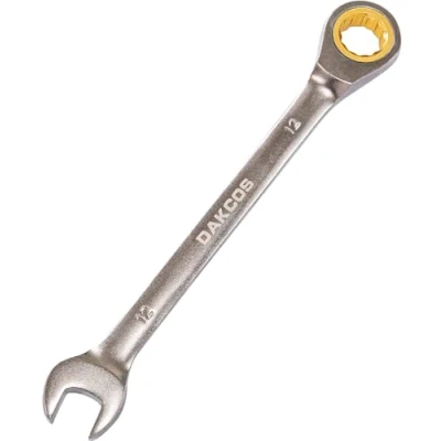 Image of DAKCOS 12mm Ratchet Spanner Fixed Head Ratcheting Combination Wrench, Metric CR V