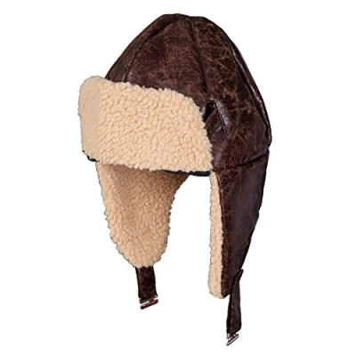 Image of Wicked Costumes Unisex Aviator Pilot Hat Faux Sheepskin Fancy Dress Accessory