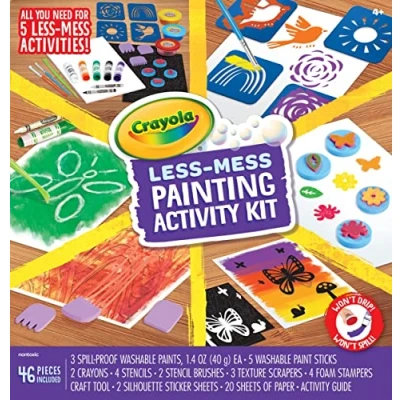 Image of CRAYOLA Less Mess Painting Activity Kit, Washable Kids Paints &amp; Supplies, Art Set for Kids, 47 Pieces, Gift