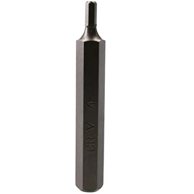 Image of 4mm Hex Allen Key Bit 75mm Length 10mm Shank Chrome Vanadium Hardened Tip