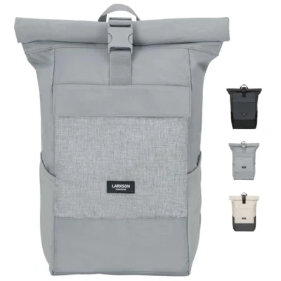 Image of LARKSON Roll Top Backpack Women &amp; Men Grey No 4 Rucksack for University, School, Office College Laptop Bag 16 Inches Water Repellent