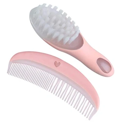 Image of SUPVOX Baby Soft Brush and Comb Set Eco Friendly Massage Hairbrush Bath for Newborns Toddlers (Pink)