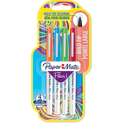 Image of PAPER MATE Flair Nylon Bold Pen Fibre Tip L 2.0. Pack of 4
