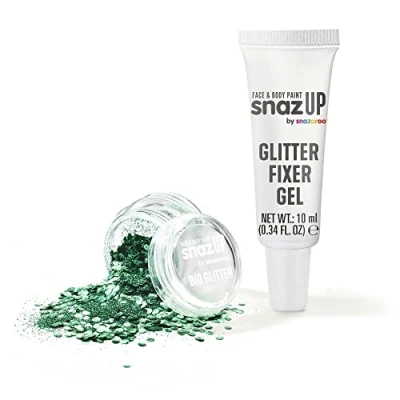 Image of Snazaroo Bio Glitter Kit, Face and Body Paint, Biodegradable Gliter, Green Colour 5g + Fixer