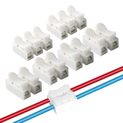 Image of QitinDasen 90 Pcs Spring Wire Connectors Kit, Quick Cable Connector Terminal Block, Electrical Clamp Block Connector, No Screw Welding (60 CH2 + 30 CH3)