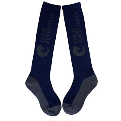 Image of Oypla Coco Equestrian Blue Unisex Child Breathable Knee High Long Boot Horse Riding Socks 1 Pair