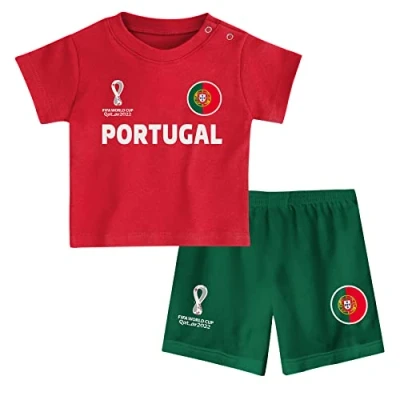 Image of Portugal, Official Fifa 2022 Tee &amp; Short Set Home Country Shorts Set, Children&#039;s Small, Age 2