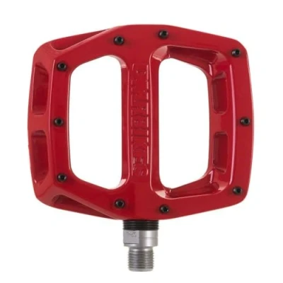 Image of Dmr V12 Flat MTB Pedals Red/Mountain Biking Bike Bicycle Cycling Cycle Wide Platform Dirt Jump Trail Enduro Freeride Downhill Grip Nylon Part Riding Ride Cro mo Axle Pair Sticky Pin